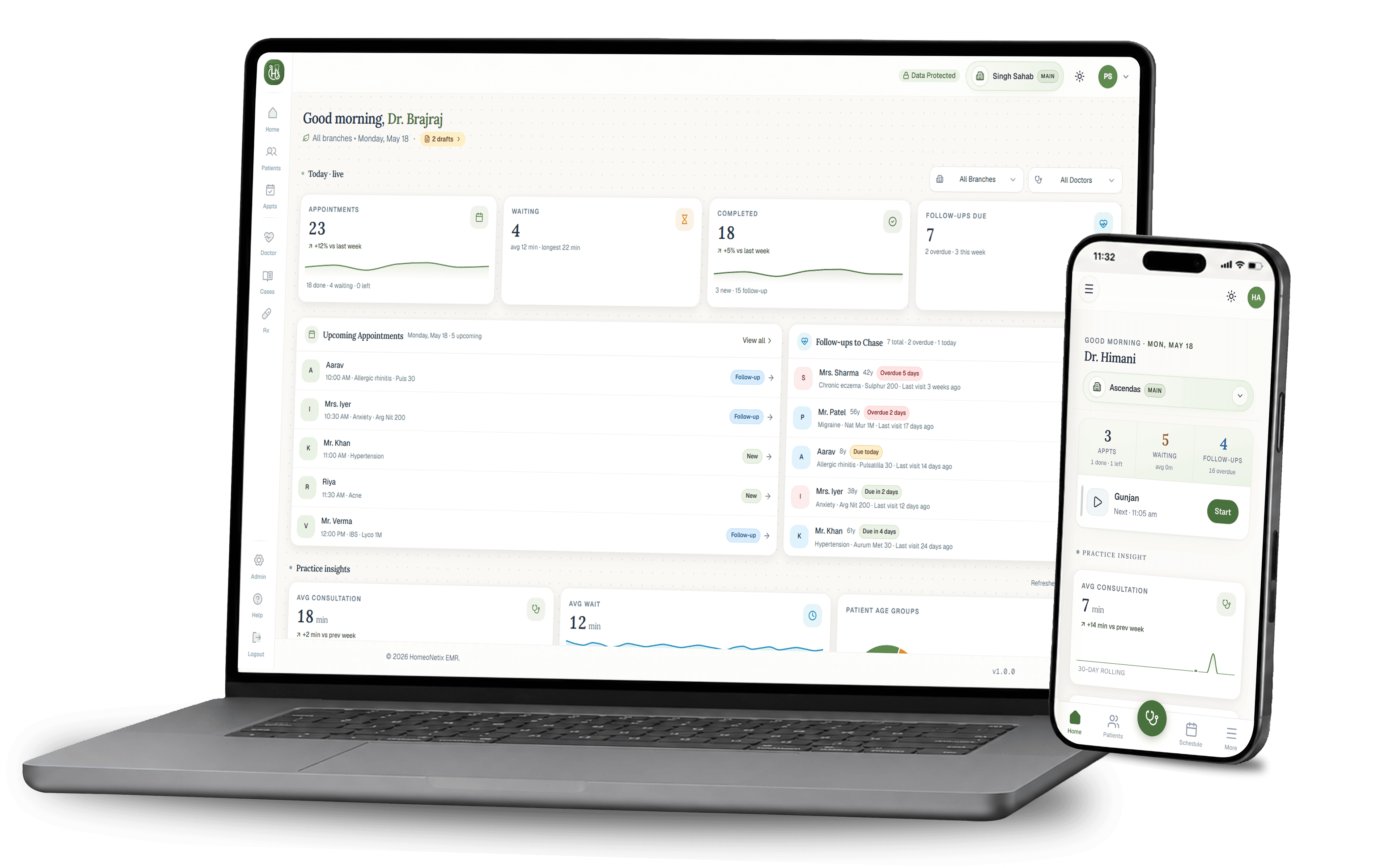 HomeoNetix EMR on laptop and mobile
