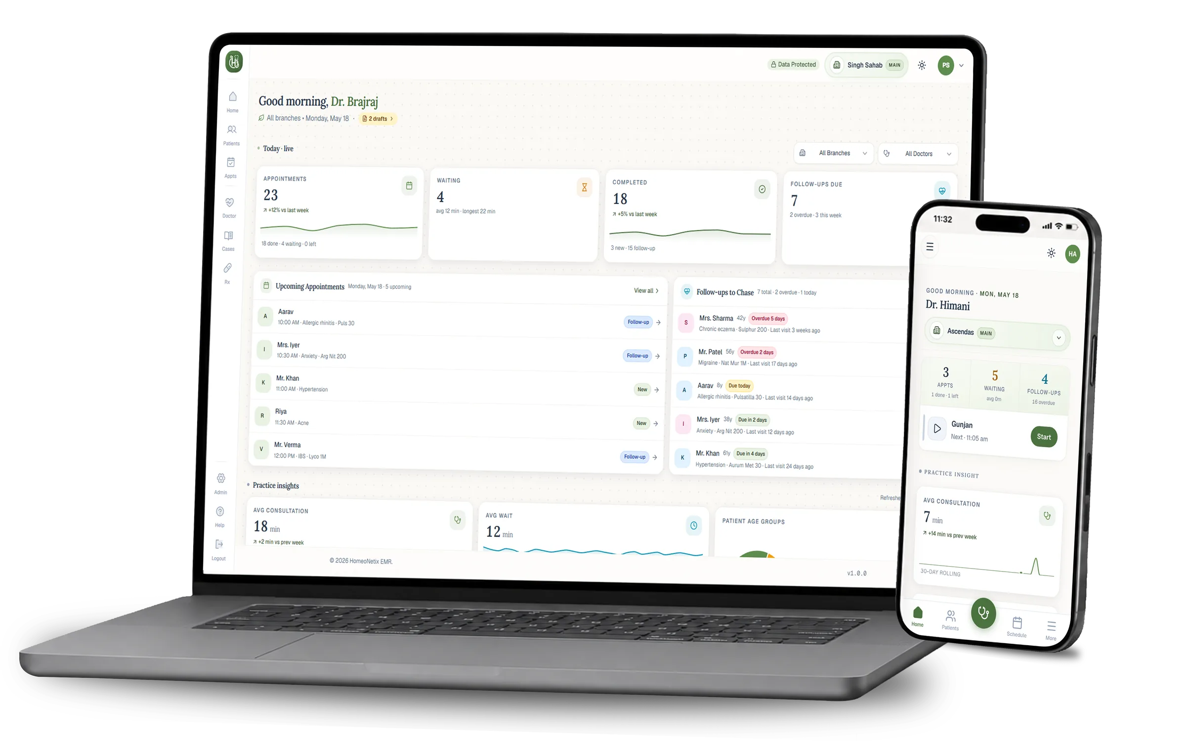 HomeoNetix EMR on laptop and mobile